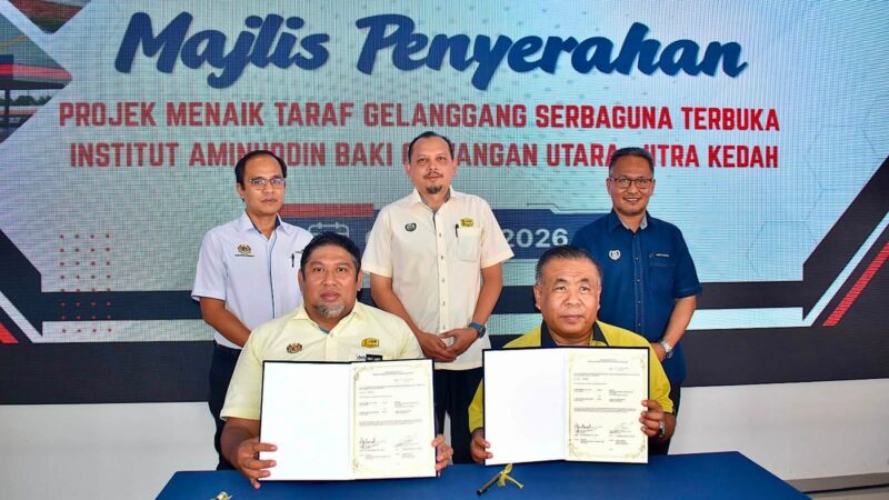 MAJLIS PENYERAHAN PROJEK MENAIK TARAF GELANGGANG SERBAGUNA TERBUKA INSTITUT AMINUDDIN BAKI CAWANGAN UTARA, JITRA KEDAH